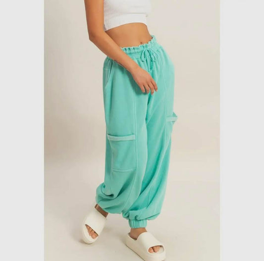 Ruffle waist joggers